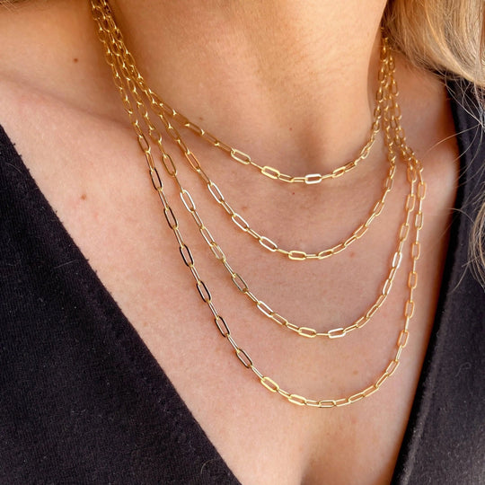 18k Gold Filled Short Link Paperclip Chain - Beloved Boutique