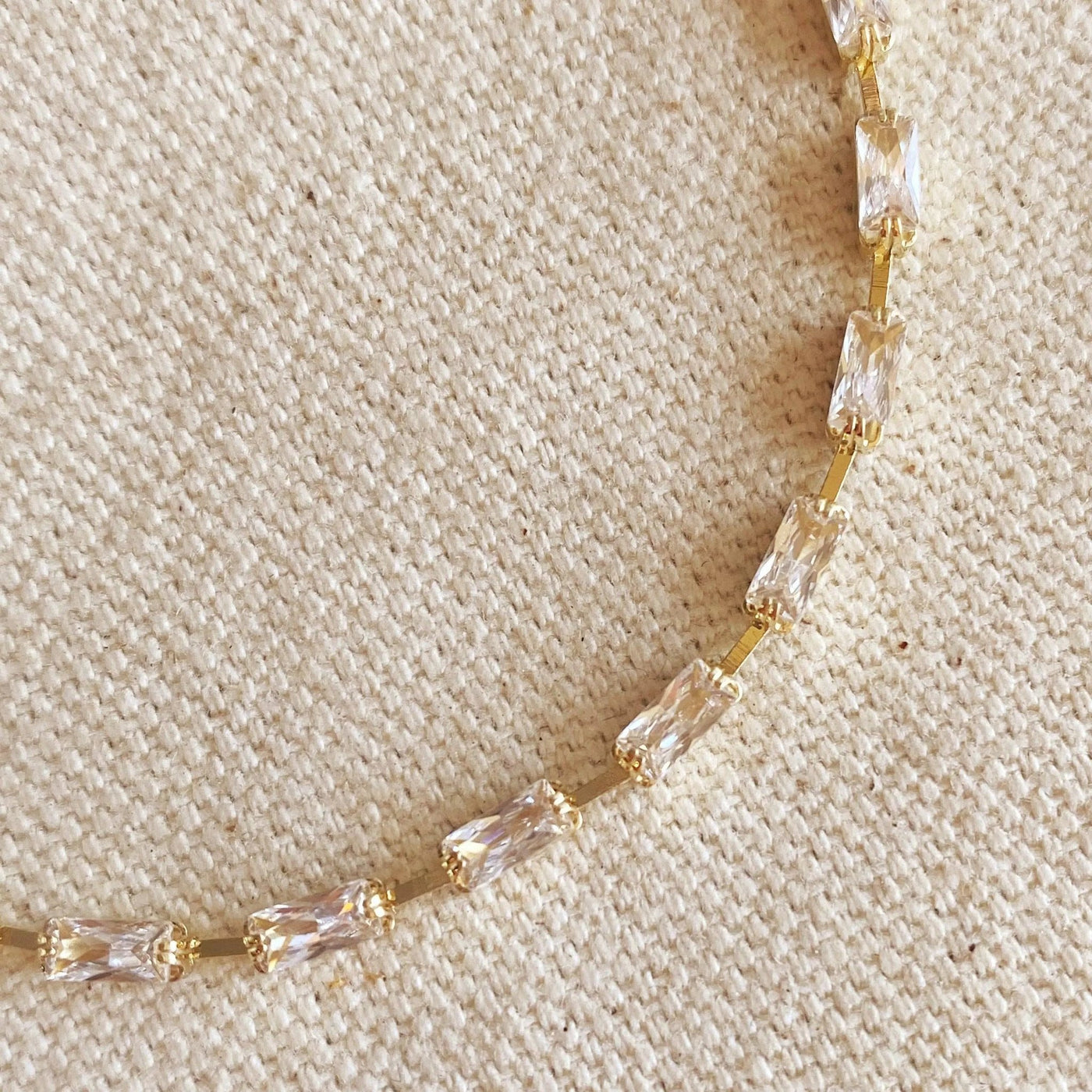18k Gold Filled Sideway Baguette Tennis Bracelet - Beloved Boutique