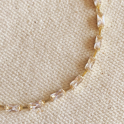 18k Gold Filled Sideway Baguette Tennis Bracelet - Beloved Boutique
