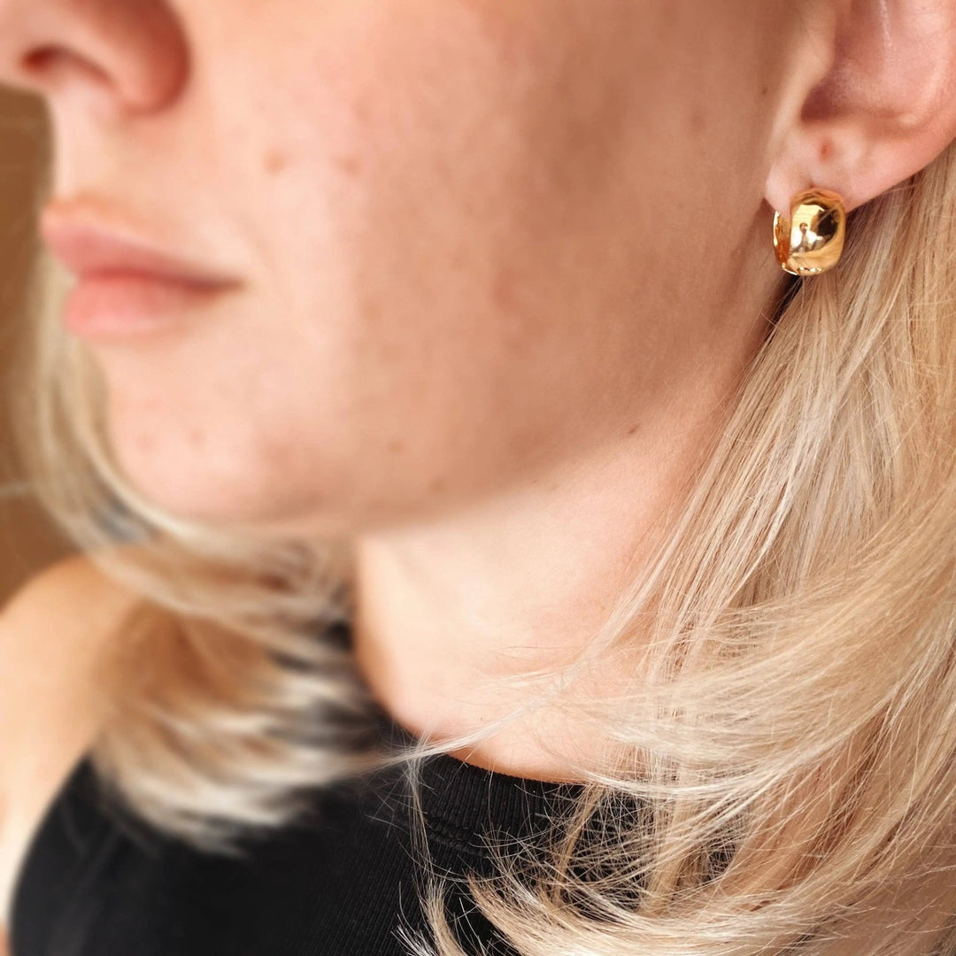 18k Gold Filled Small Chunky Clicker Hoop Earrings - Beloved Boutique