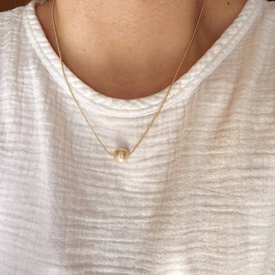 18k Gold Filled Solitaire Pearl Necklace - Beloved Boutique