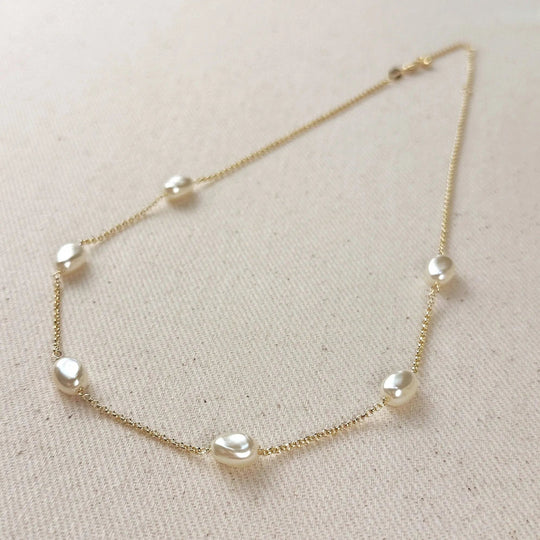 18k Gold Filled Spaced Baroque Pearls Necklace - Beloved Boutique