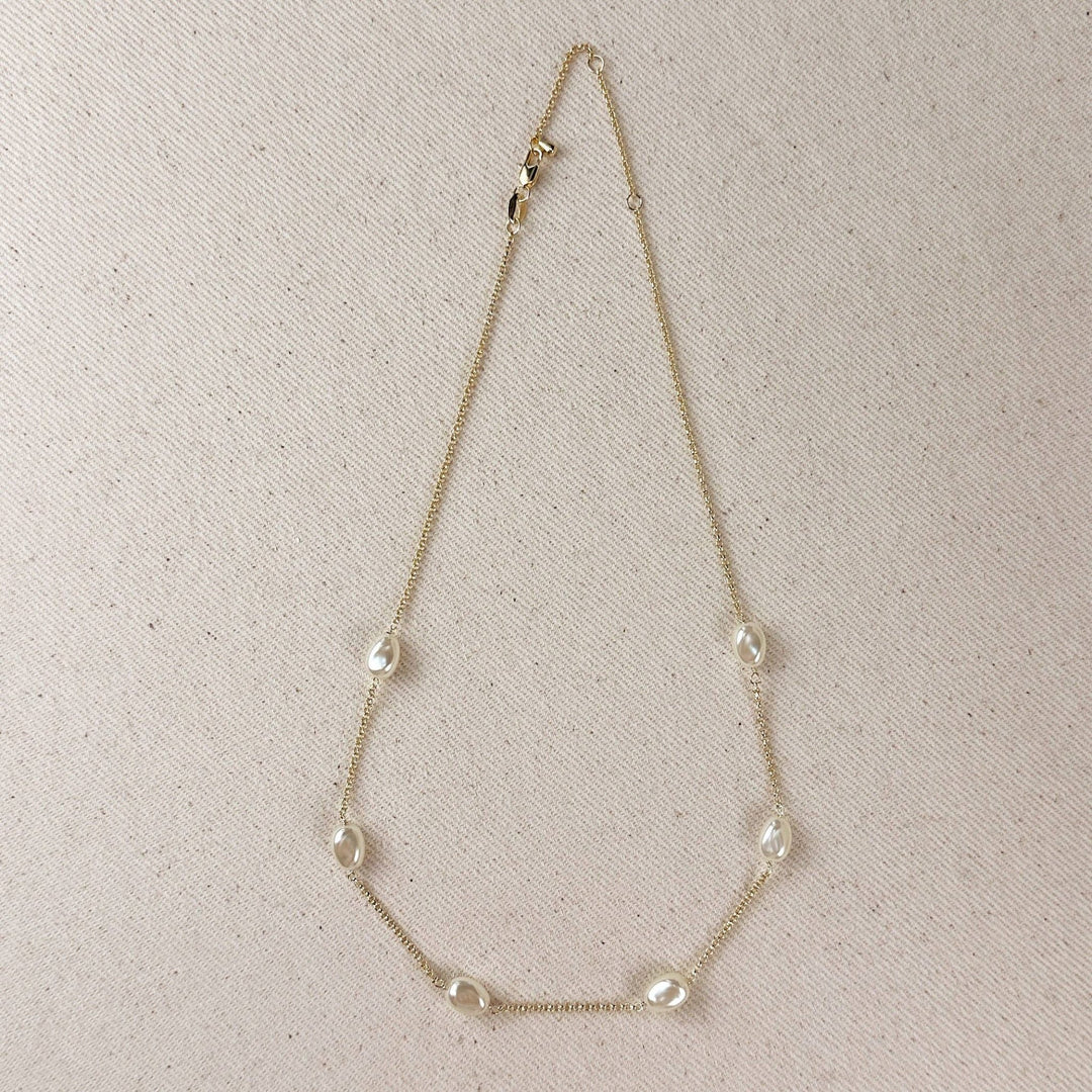 18k Gold Filled Spaced Baroque Pearls Necklace - Beloved Boutique