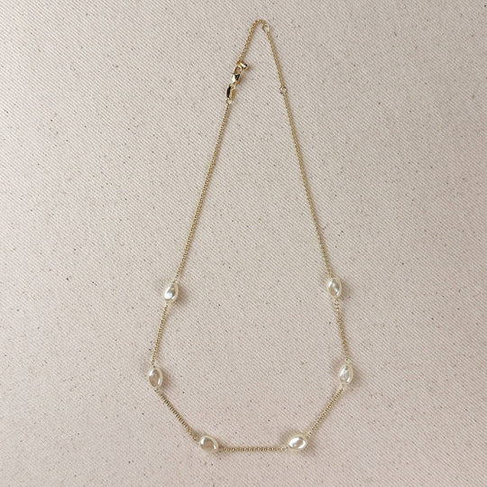 18k Gold Filled Spaced Baroque Pearls Necklace - Beloved Boutique