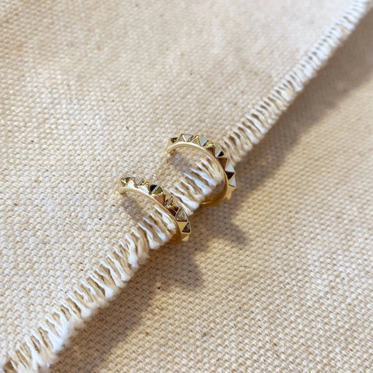 18k Gold Filled Spiked C - Hoop - Beloved Boutique