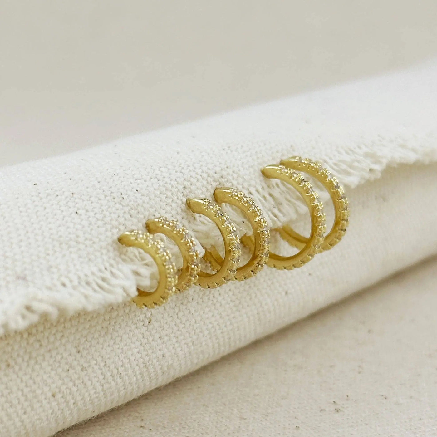 18k Gold Filled Thin Line Cubic Zirconia C Hoop Earrings - Beloved Boutique