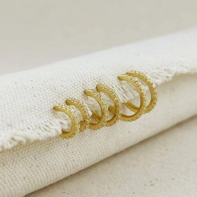 18k Gold Filled Thin Line Cubic Zirconia C Hoop Earrings - Beloved Boutique