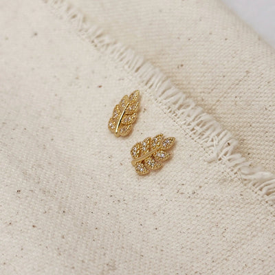 18k Gold Filled CZ Leaf Stud Earrings GoldFi