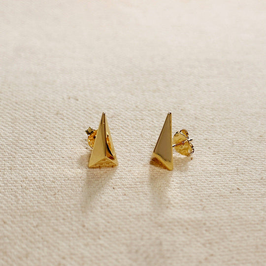 Elongated Faceted Triangle Stackable Earrings