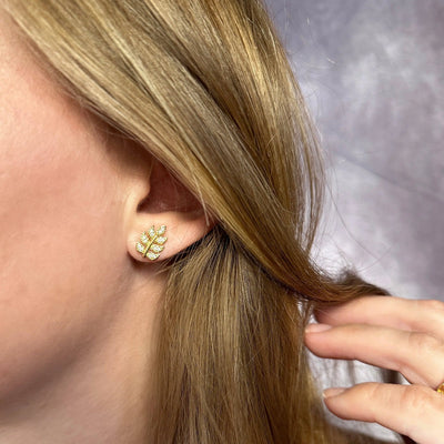 18k Gold Filled CZ Leaf Stud Earrings GoldFi