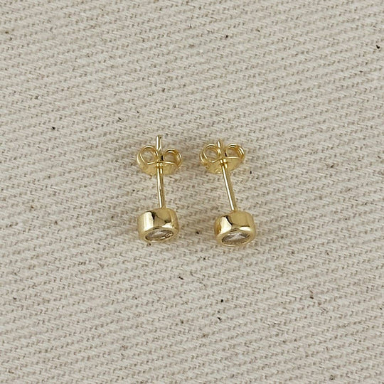 18k Gold Filled Mini CZ Round Stud Earrings