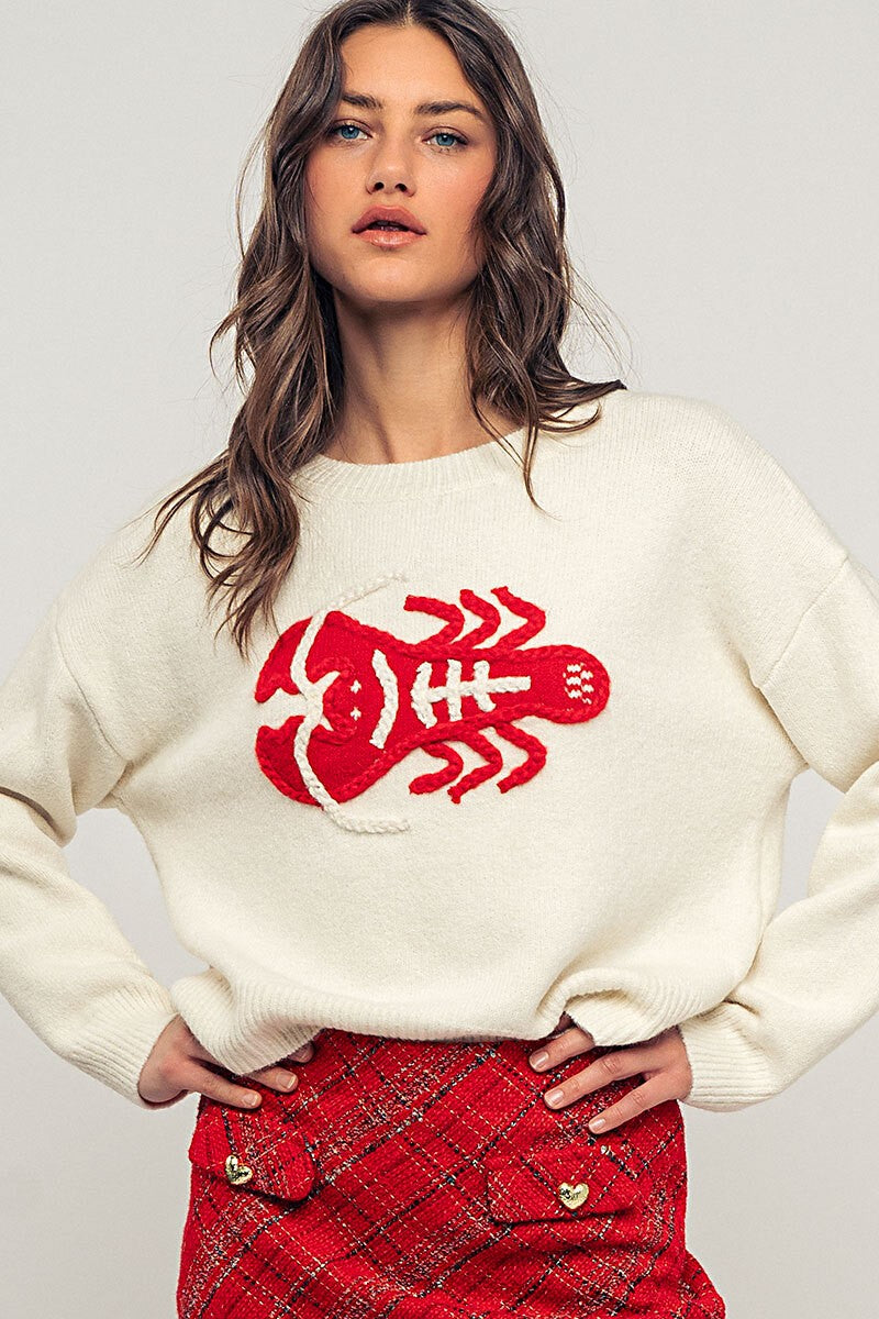 Lobster Embroidered Sweater