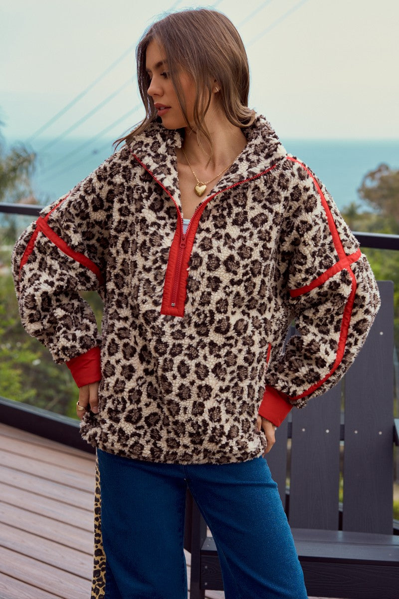 Leopard Fleece Pullover