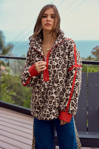 Leopard Fleece Pullover