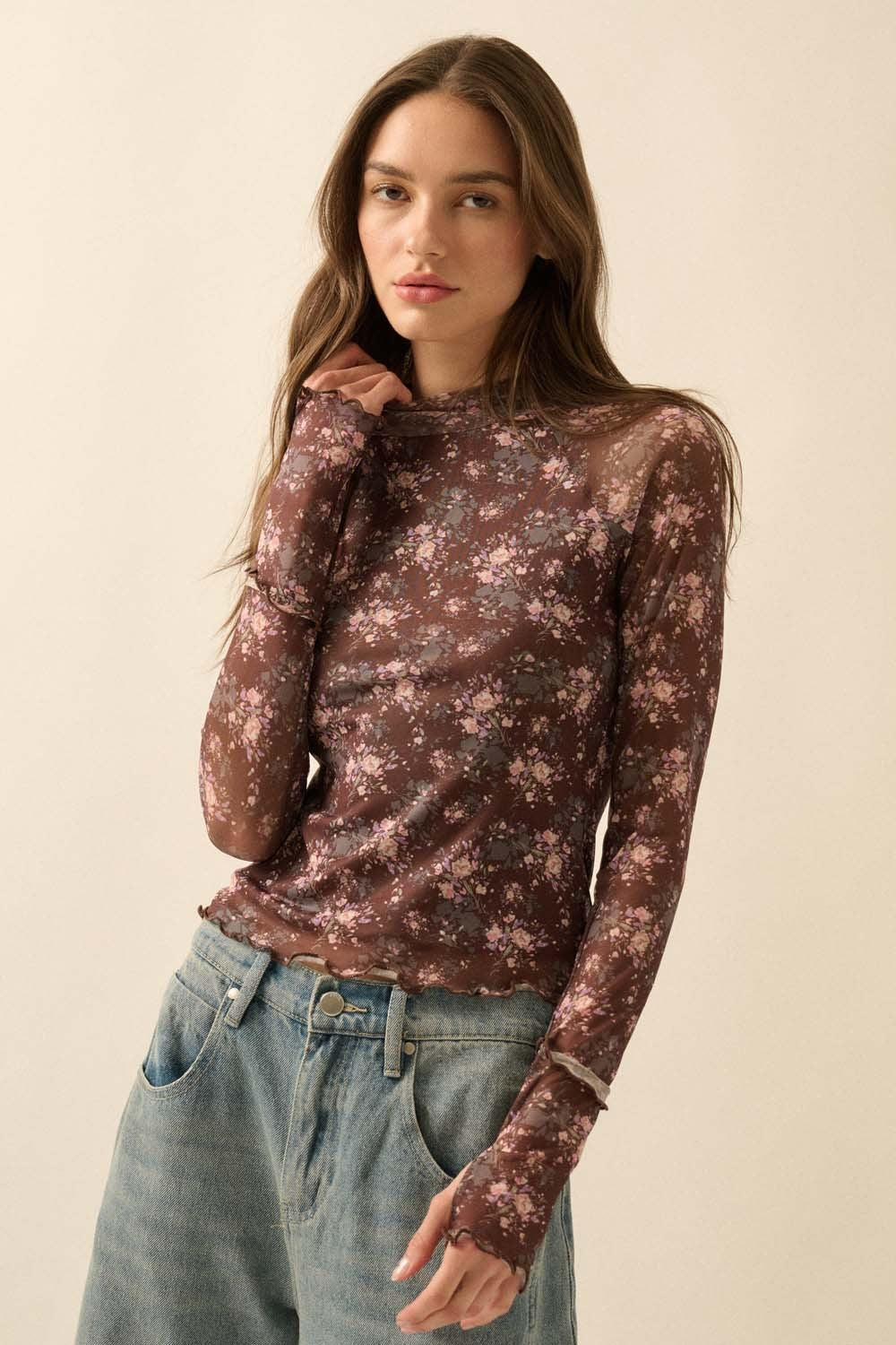 Shelby Floral Mesh Top