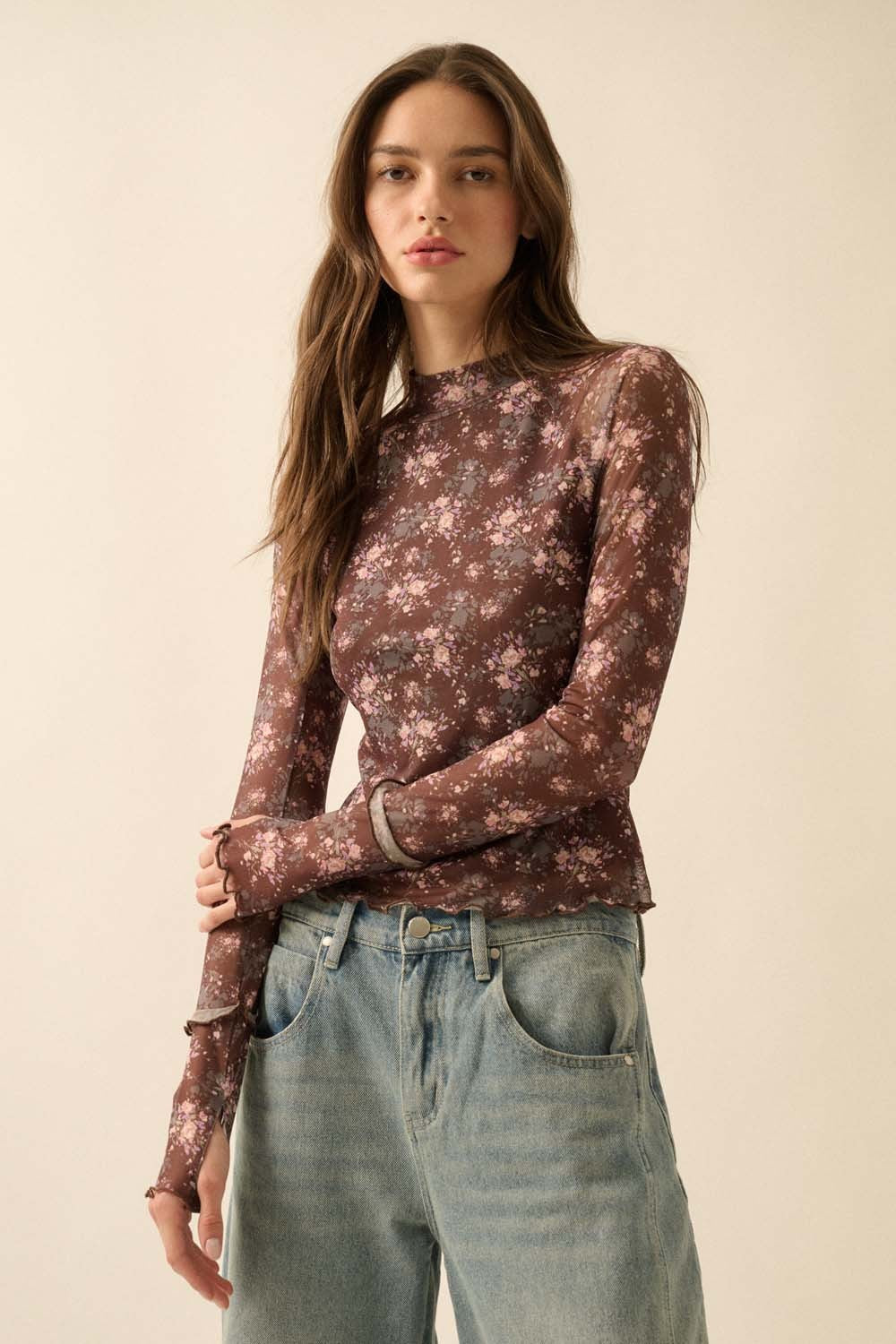 Shelby Floral Mesh Top