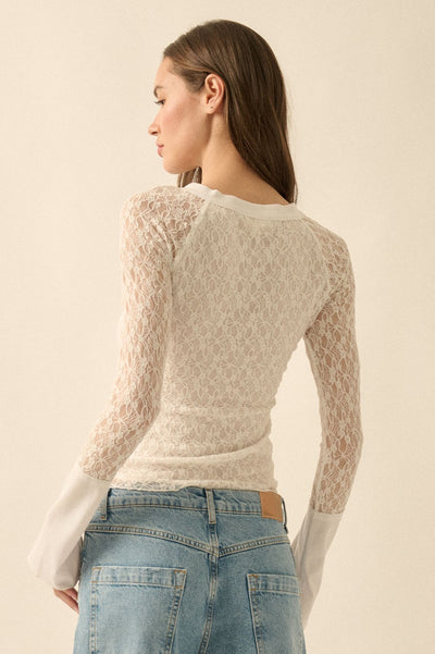 Floral Lace Raglan Top