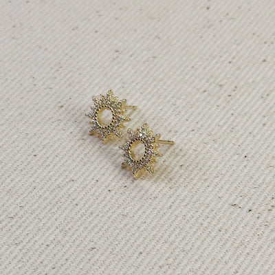 18k Gold Filled Round Spike CZ Stud Earrings GoldFi