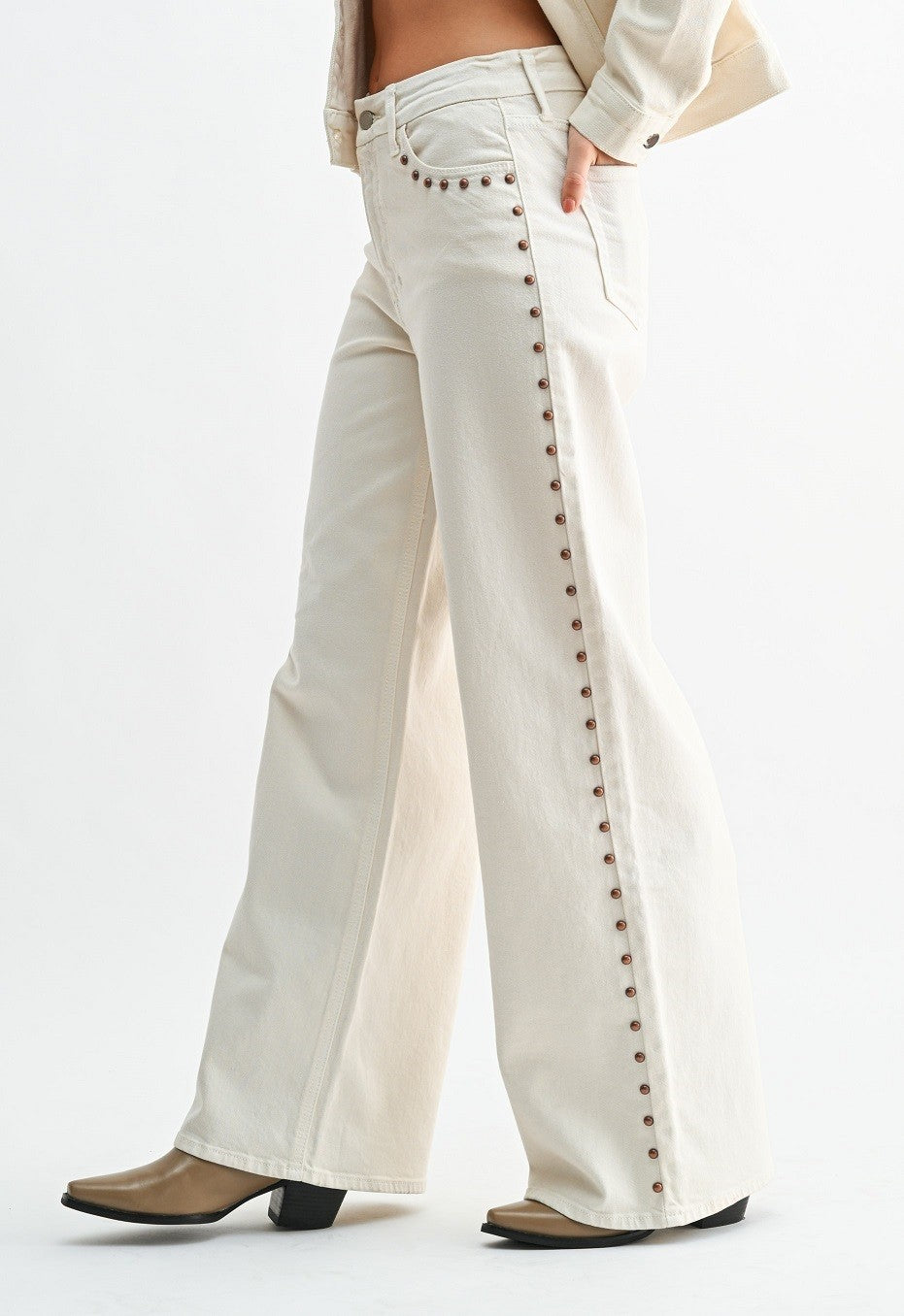 Studded Wide Leg Denim