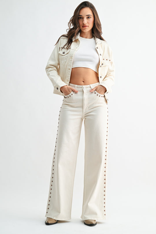 Studded Wide Leg Denim