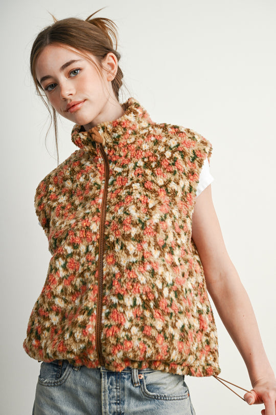 Ditsy Floral Sherpa Vest