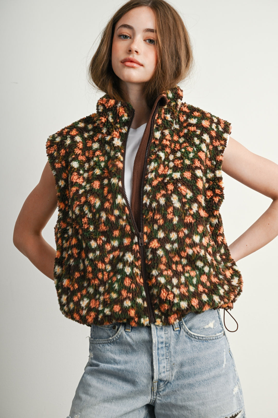 Ditsy Floral Sherpa Vest