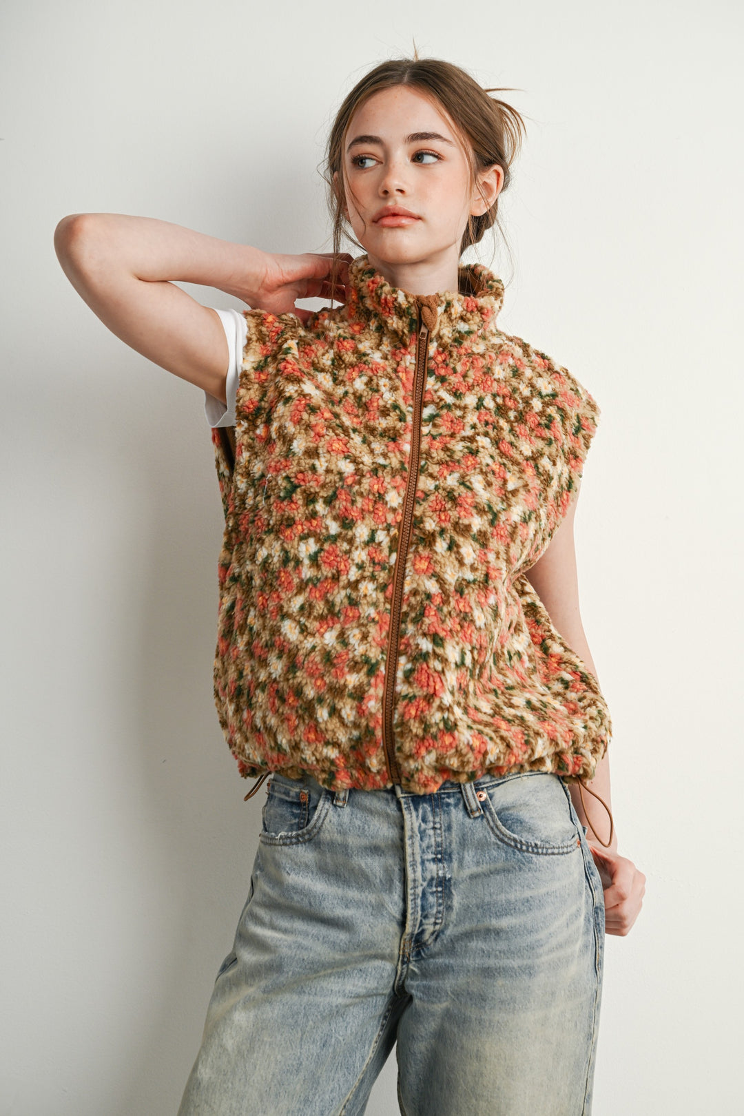 Ditsy Floral Sherpa Vest
