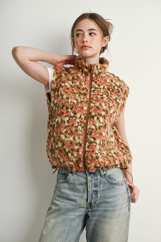 Ditsy Floral Sherpa Vest