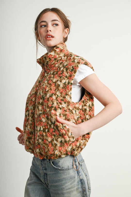 Ditsy Floral Sherpa Vest
