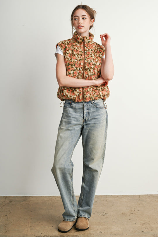 Ditsy Floral Sherpa Vest