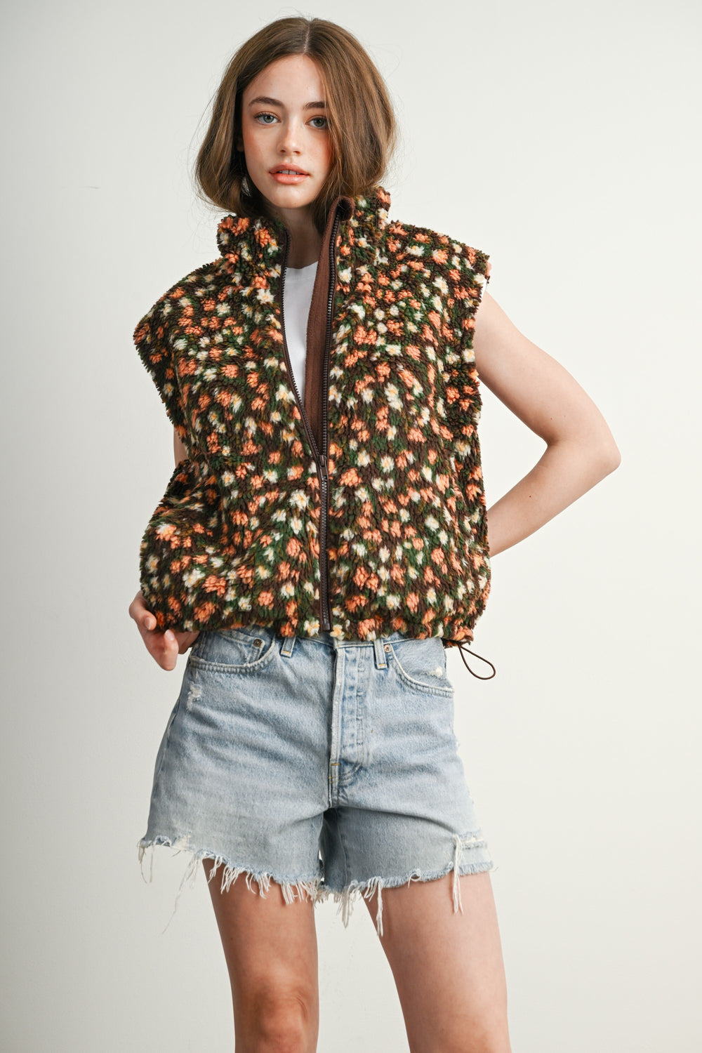 Ditsy Floral Sherpa Vest