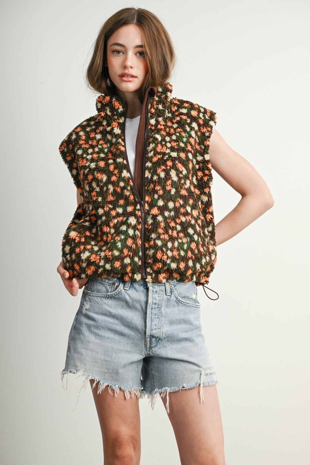 Ditsy Floral Sherpa Vest