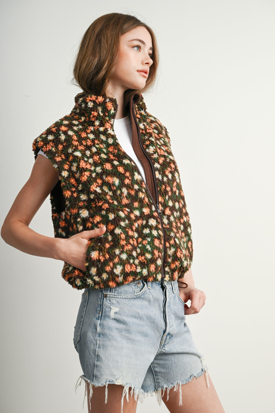 Ditsy Floral Sherpa Vest