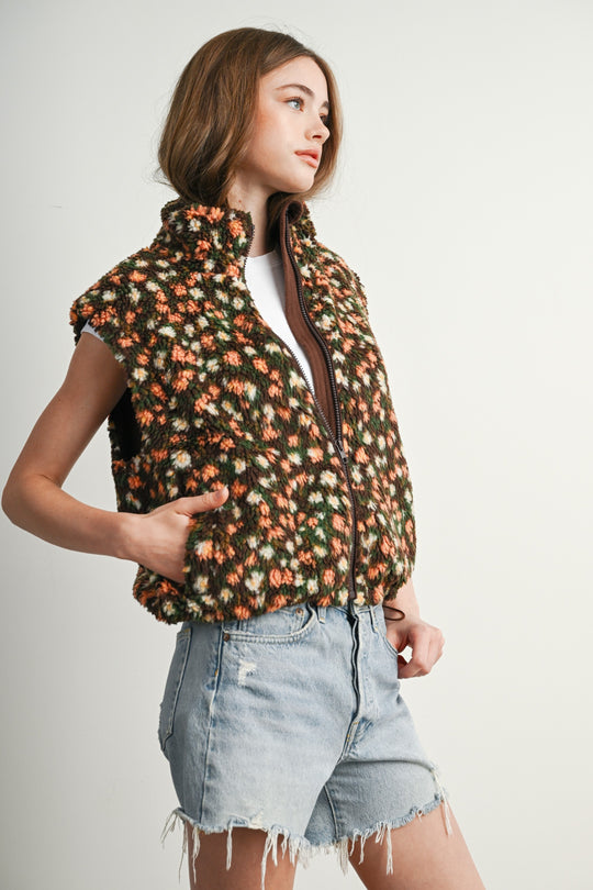 Ditsy Floral Sherpa Vest