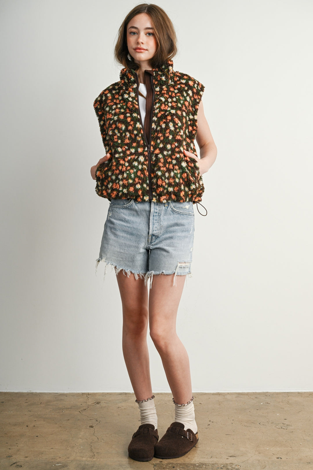 Ditsy Floral Sherpa Vest