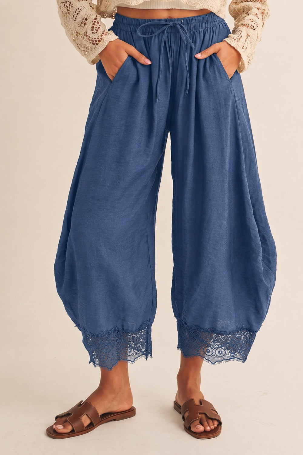 Cove Lace Trim Barrel Pant
