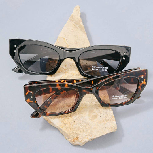 Angular Cat Eye Rivet Detail Sunglasses Set - Beloved Boutique 