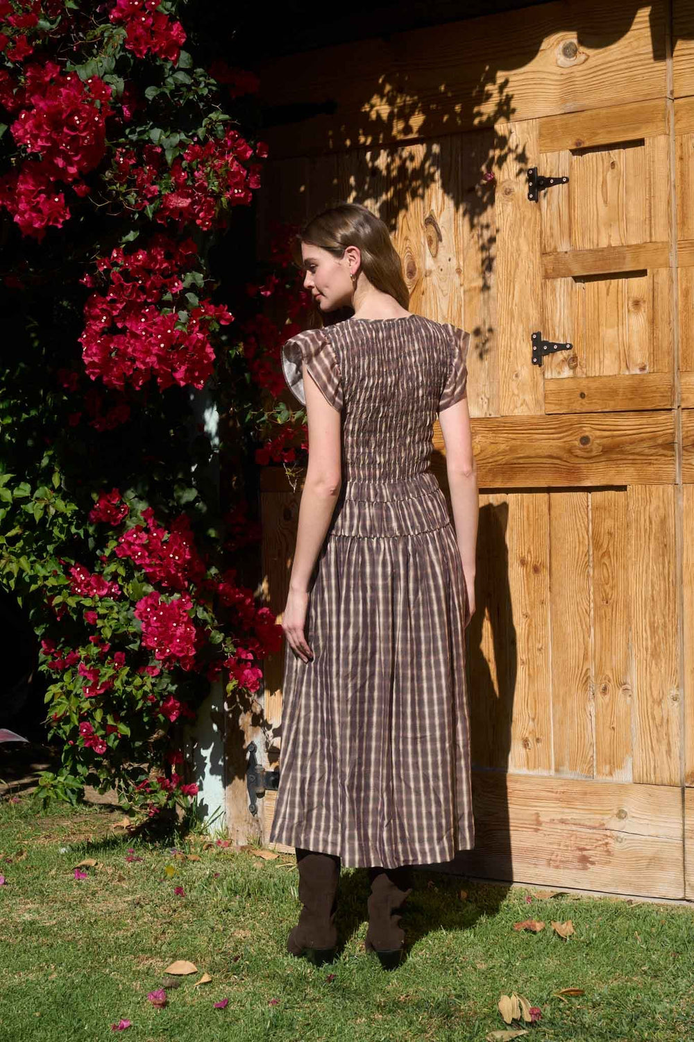 Gale Plaid Smocked Dress