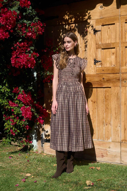 Gale Plaid Smocked Dress