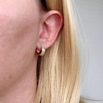 Wide CZ Clicker Hoop Earrings GoldFi