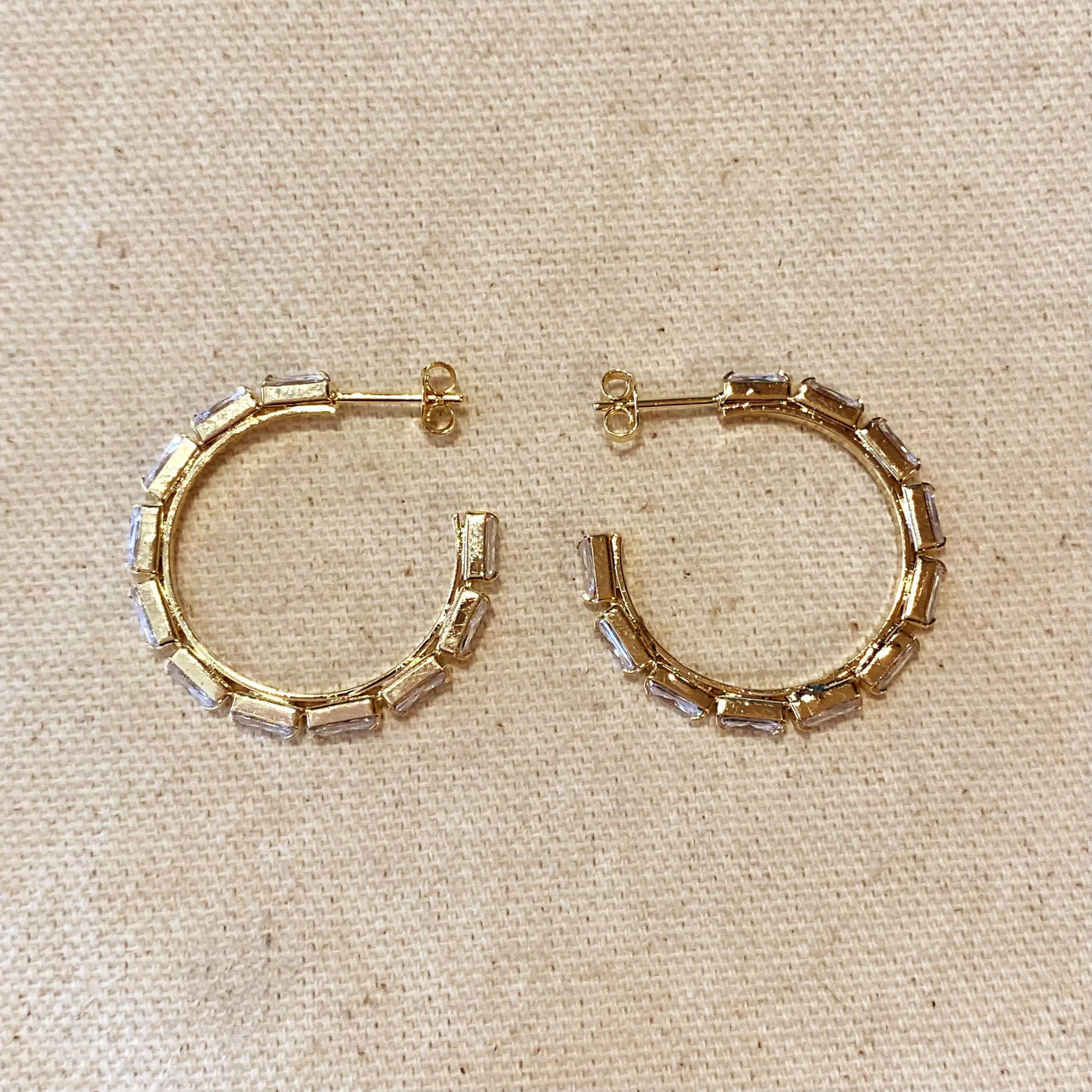 18k Gold Filled Baguette Cubic Zircon Hoop Earrings GoldFi