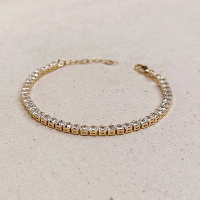 18k Gold Filled 3mm CZ Tennis Bracelet GoldFi