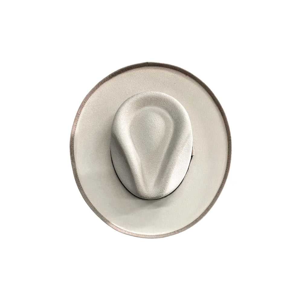 Two Toned Pencil Curled Vegan Suede Hat