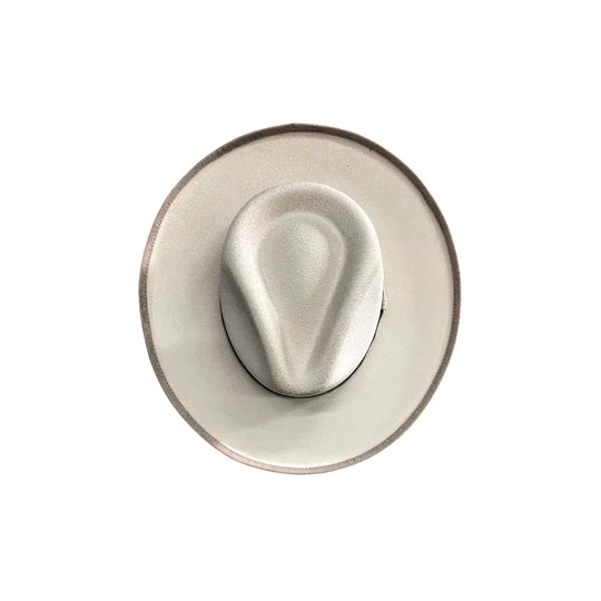 Two Toned Pencil Curled Vegan Suede Hat