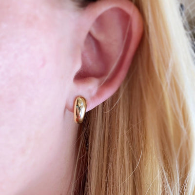 18k Gold Filled Polished Curved Stud Earrings GoldFi