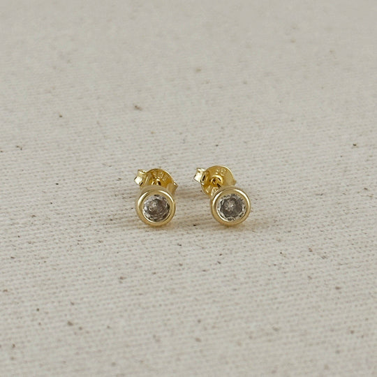 18k Gold Filled Mini CZ Round Stud Earrings
