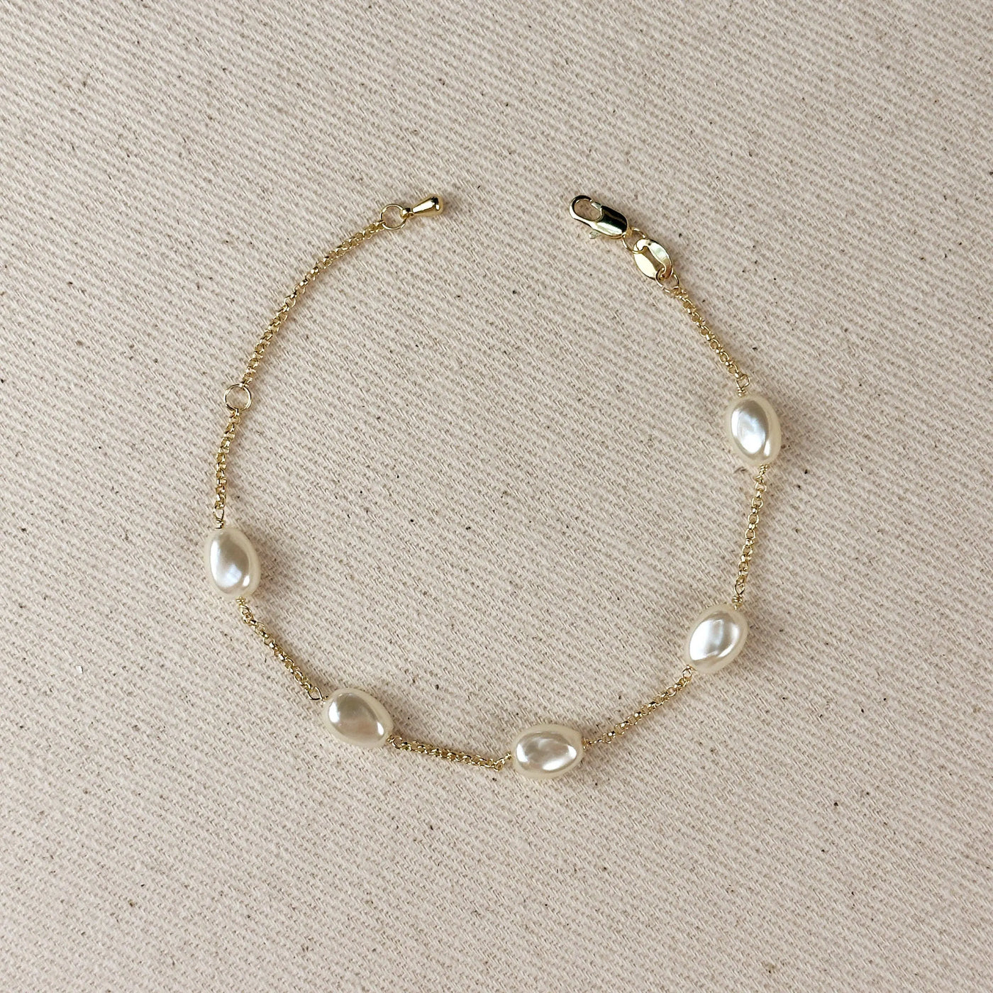 18k Gold Filled Spaced Baroque Pearl Bracelet GoldFi