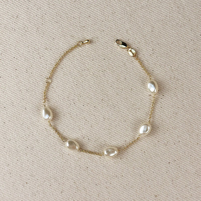 18k Gold Filled Spaced Baroque Pearl Bracelet GoldFi