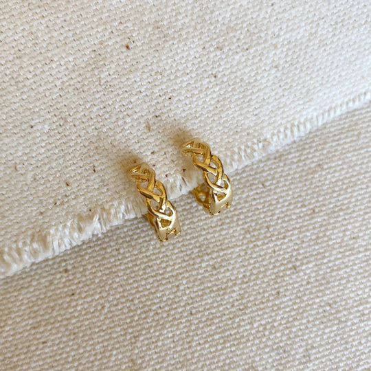 18k Gold Filled Mini Braided Clicker Hoop Earrings - Beloved Boutique 