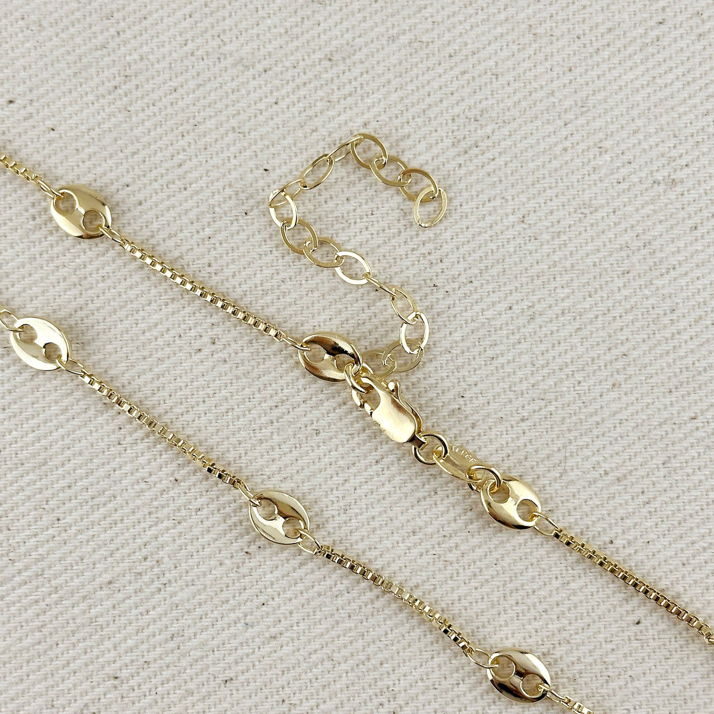 18k Gold Filled Fancy Box Chain Necklace